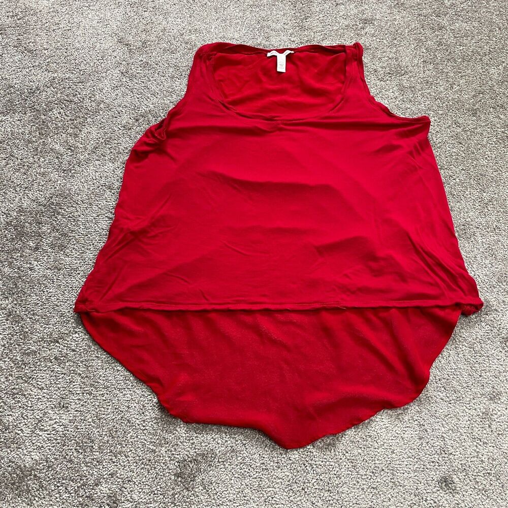 Ambiance Apparel Plus Tank Top Womens 1X Red Sleeveless Wide Strap Rayon Ladies